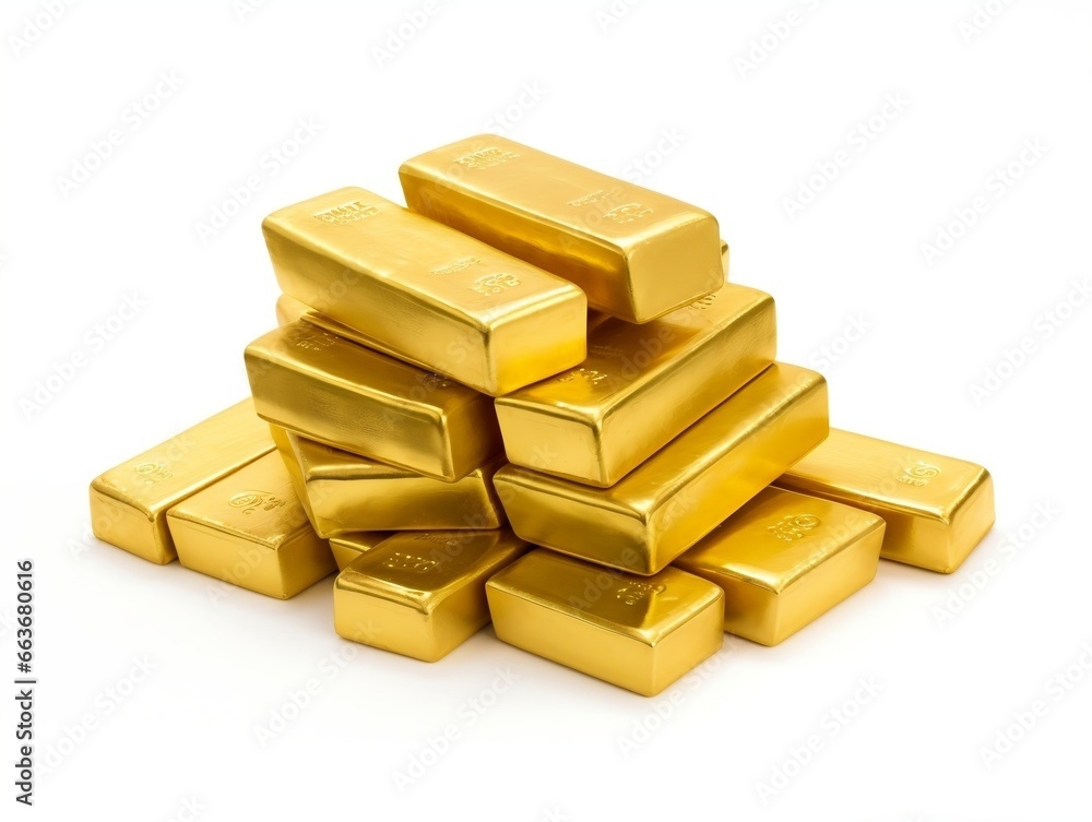Gold bars on isolated white background generative ai Gold bars on isolated white background generative ai