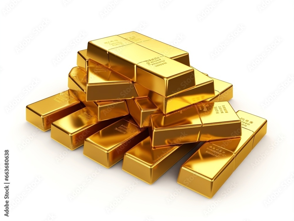 Gold bars on isolated white background generative ai Gold bars on isolated white background generative ai