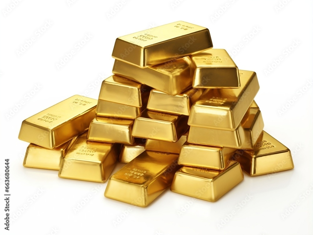 Gold bars on isolated white background generative ai Gold bars on isolated white background generative ai