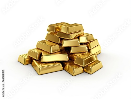 Gold bars on isolated white background generative ai