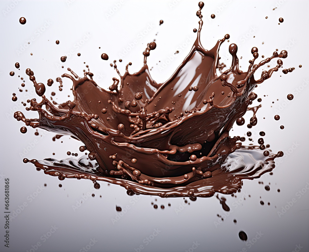 splashing chocolate on water, in the style of photorealistic rendering splashing chocolate on water, in the style of photorealistic rendering