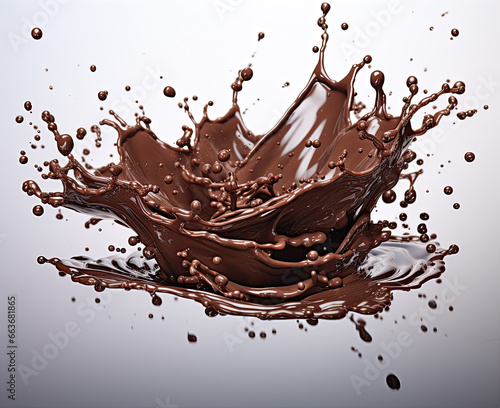splashing chocolate on water, in the style of photorealistic rendering