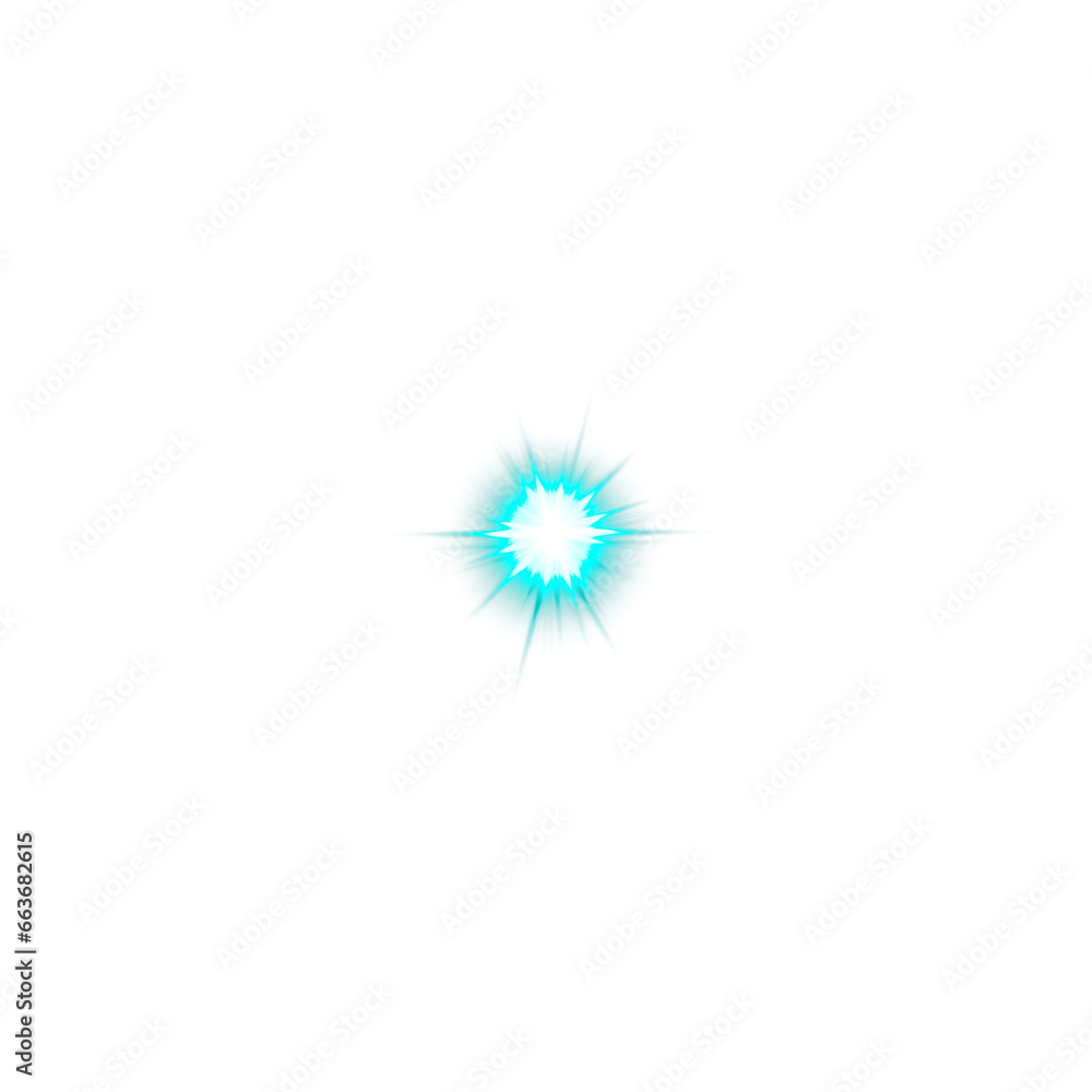 Blue star light ray on transparent background