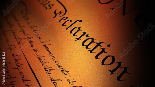 Dramatic USA Declaration Page - Closeup Pan - I - Realistic 3D animation with burning flame reflection effect