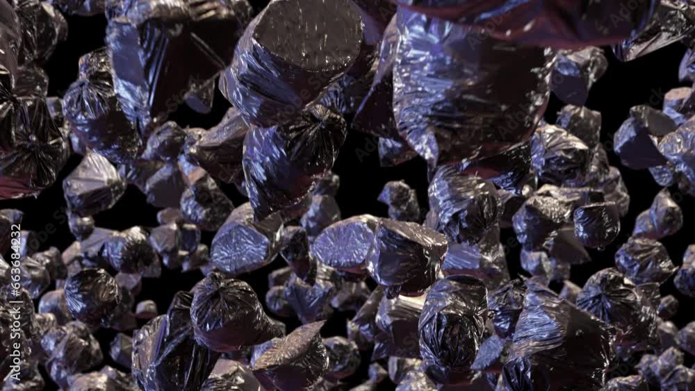 Looped Video of Falling Garbage Bags with Alpha Channel. 3D rendering. Looped Video of Falling Garbage Bags with Alpha Channel. 3D rendering.