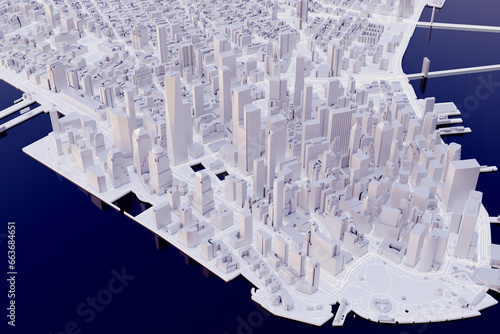 Cuadro en lienzo New York lower Manhattan downtown aerial view of a conceptual low poly city