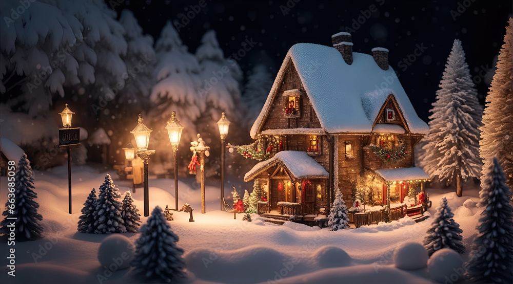 Christmas winter fairy village landscape horizontally and vertically Christmas winter fairy village landscape horizontally and vertically