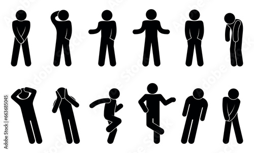 stick figure human silhouette, man icon, people in different poses