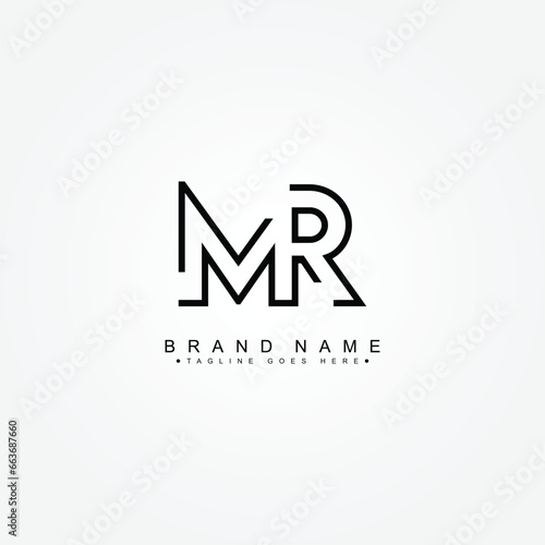 Abstract Letter MR Logo - Initial Monogram Template for Alphabet M and R
