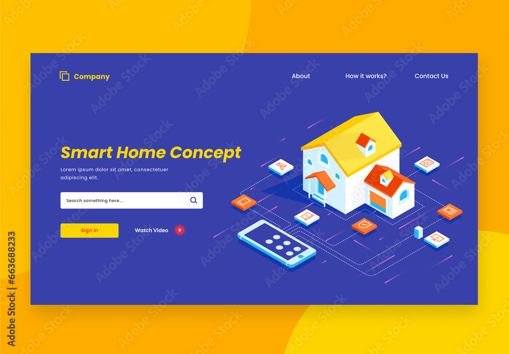 Landing Page Design, Smart Home Connected with Digital Devices Through ...