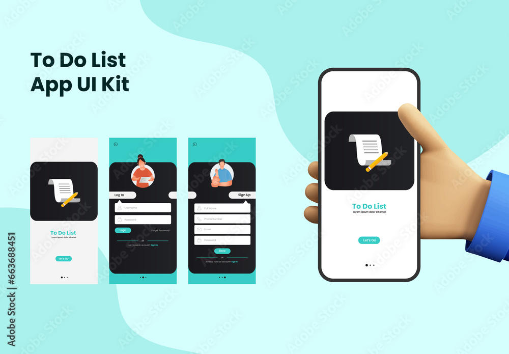 To Do List App UI Kit Including as Sign In, Sign Up for Mobile(04)