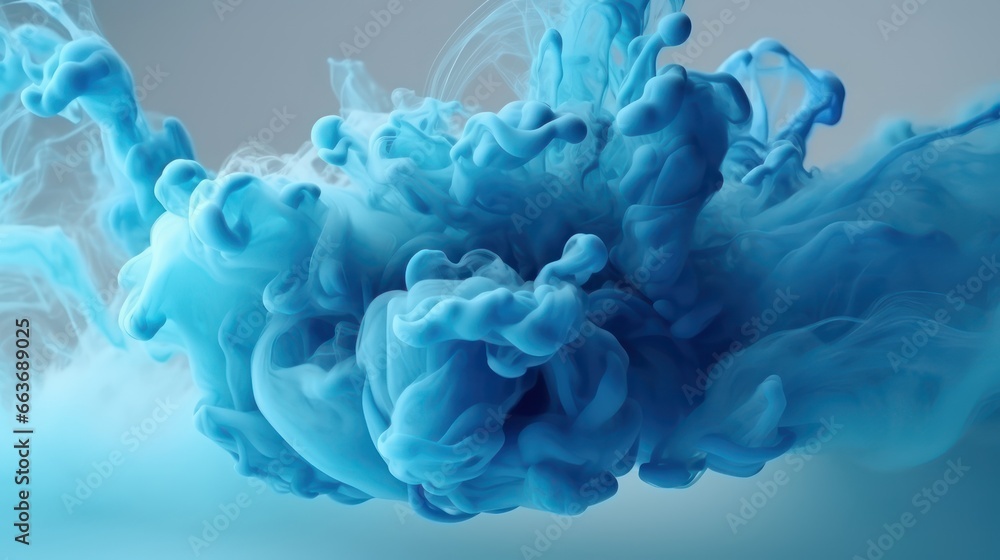 blue cloud of ink in 3d style wallpaper background - obrazy, fototapety, plakaty 