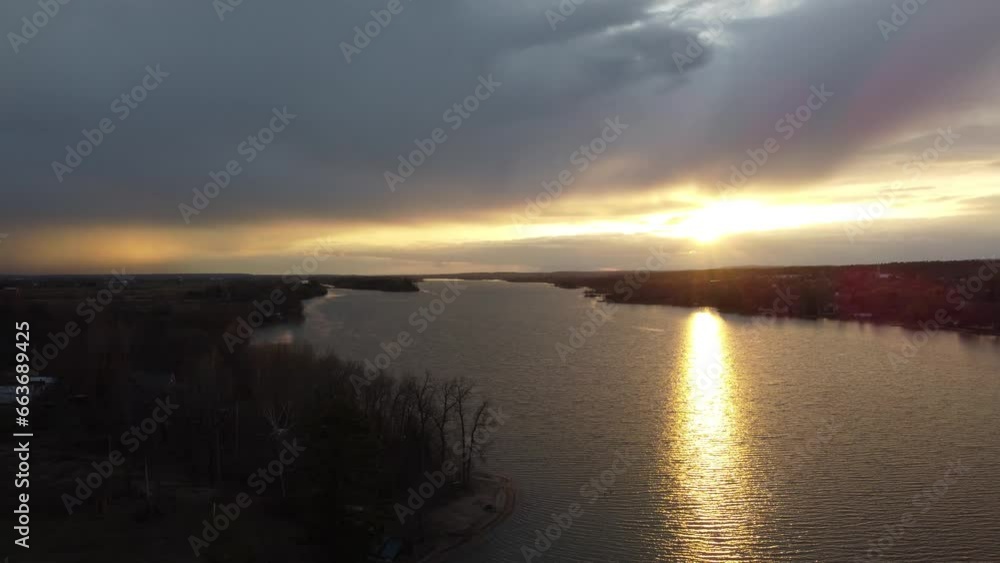 Aerial Sunset Over River Aerial Sunset Over River
