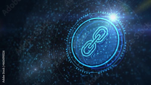 Chain Link icon on abstract blue background. Hyperlink chain symbol concept.