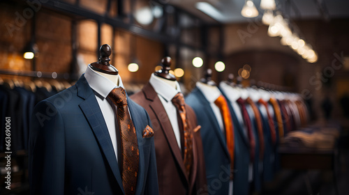 Modern men fashion store, Modern men clothing ,Business men's suit store indoor. ai generate © wonderisland