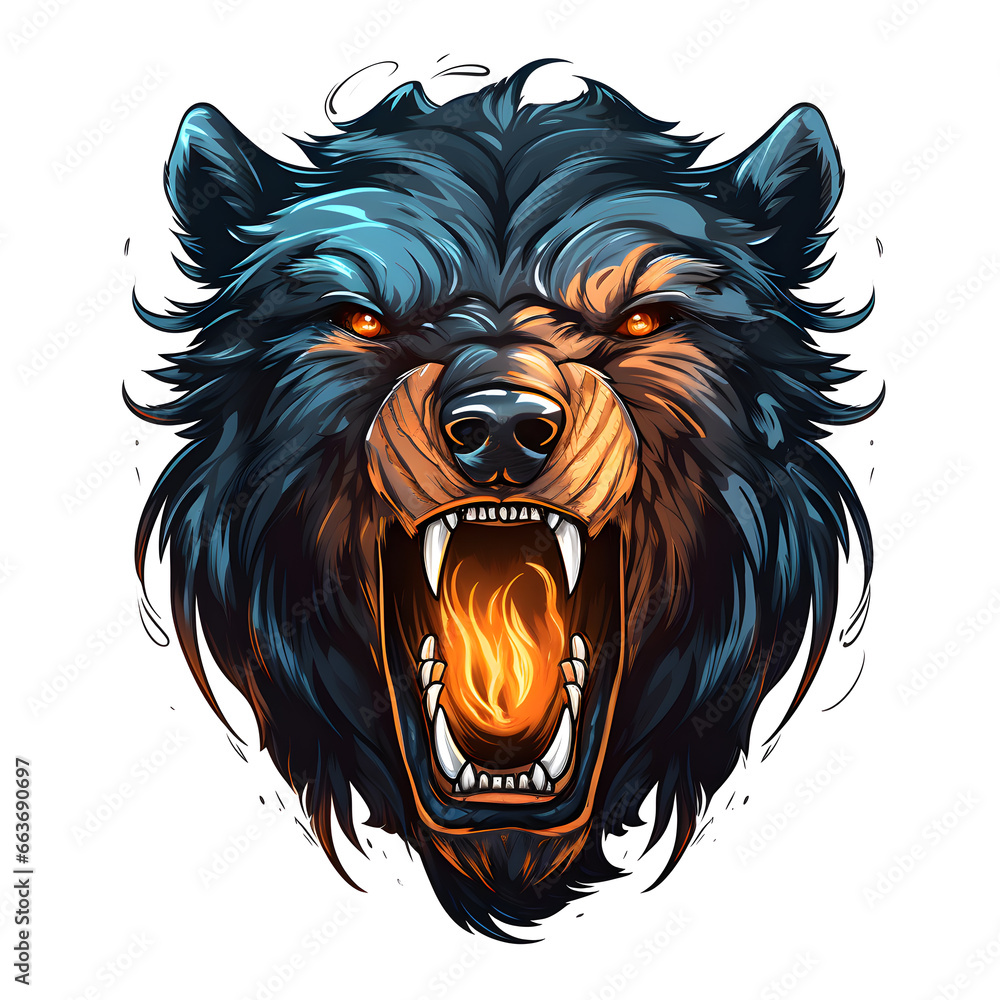 Bear tattoo design dark art illustration isolated on white background Bear tattoo design dark art illustration isolated on white background