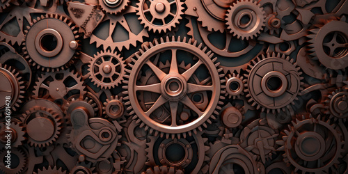 Background Copper Gears In Steam Punk Style Created Using Artificial Intelligence