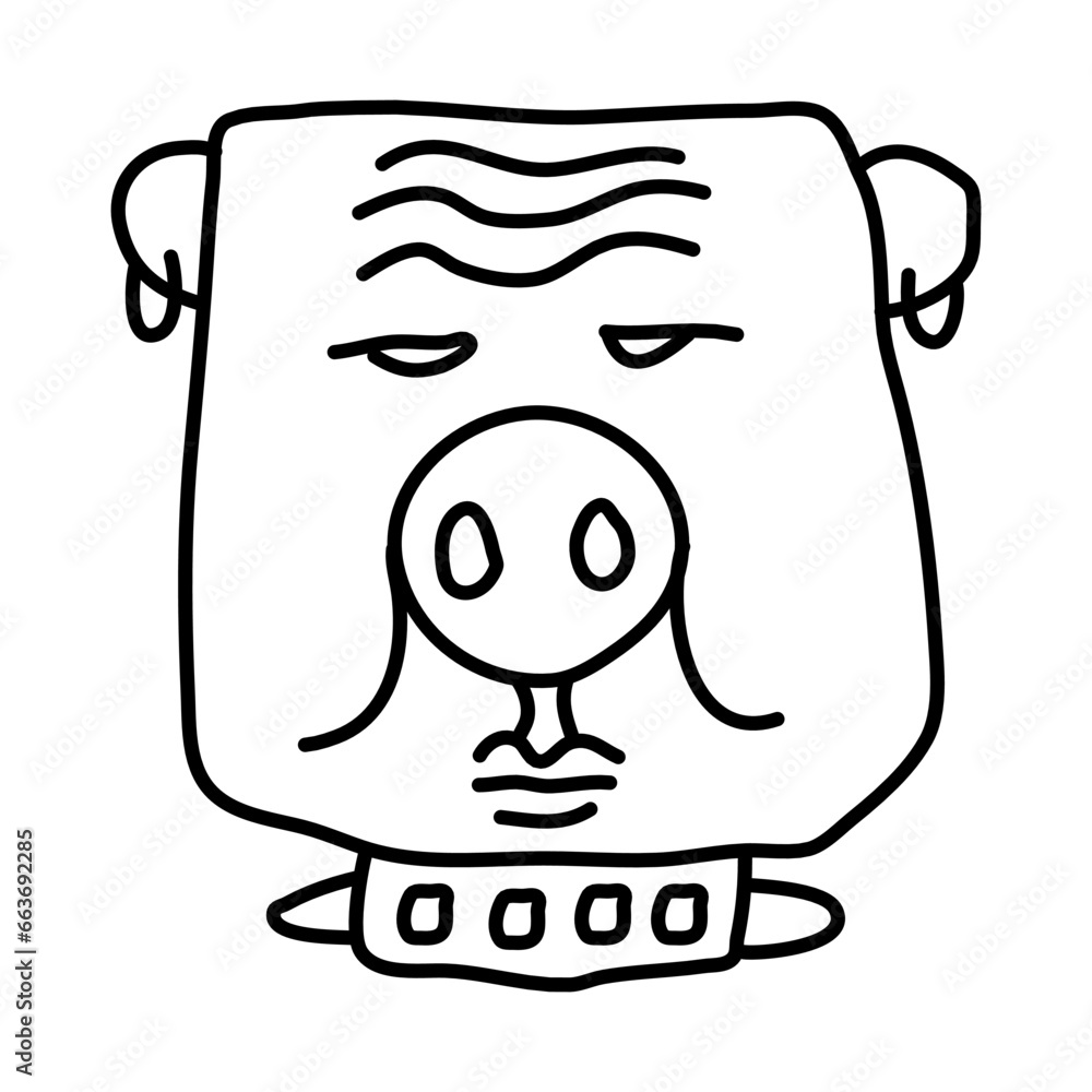 big pig of monster characters doodle icon big pig of monster characters doodle icon