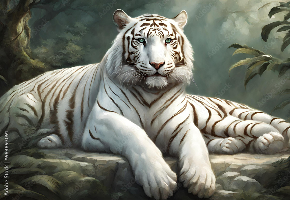 Endangered Beauty White Bengal, 
Wild and Rare White Tiger, 
The King of the Jungle White Bengal