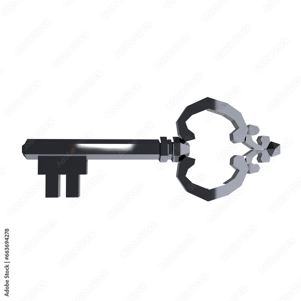 Old metal key isolated on transparent Old metal key isolated on transparent