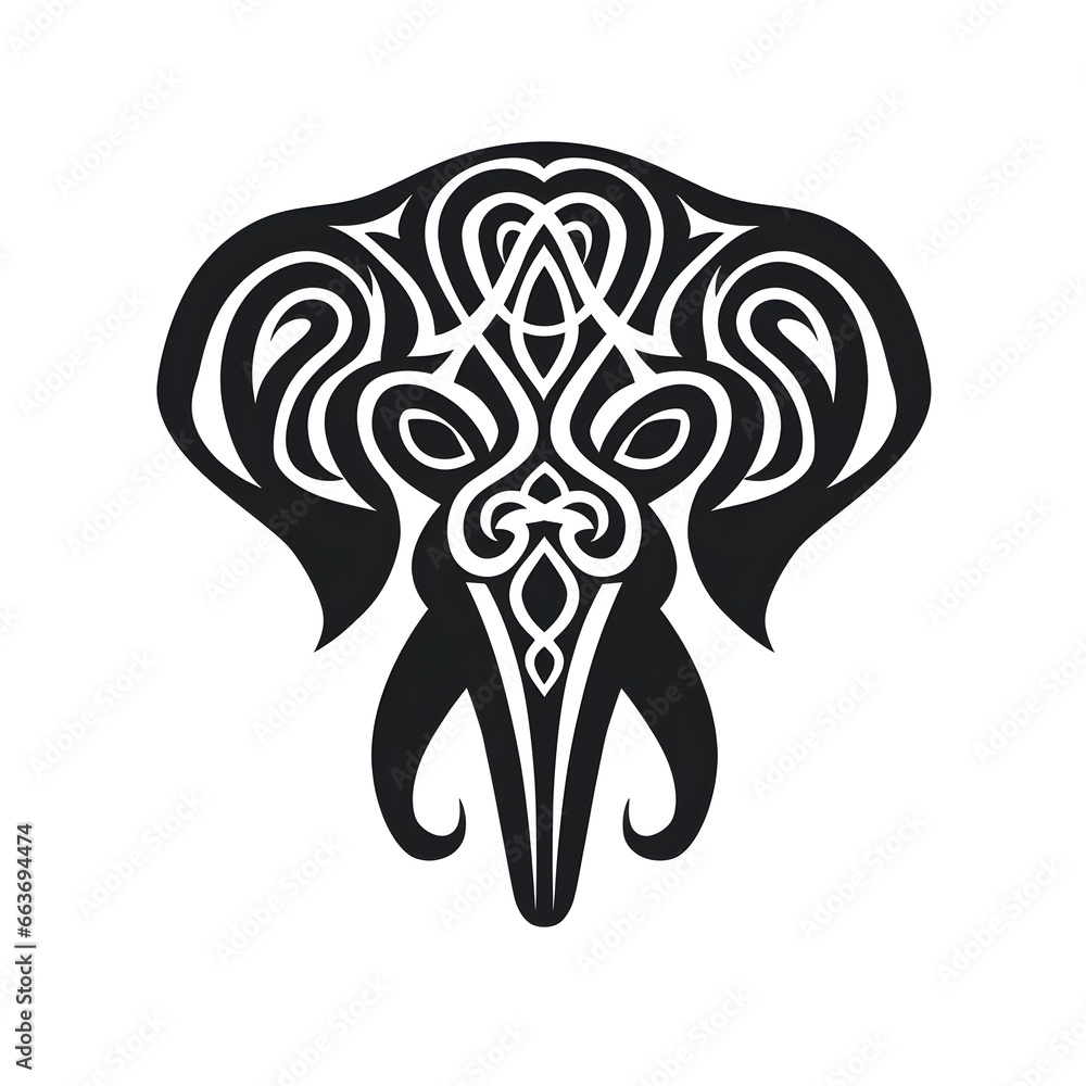 Naklejka premium Elephant tribal tattoo design dark art illustration&nbsp;isolated on white background