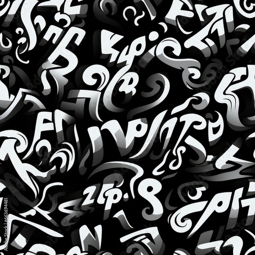 Calligraphy graffiti doodles funky grunge repeat pattern