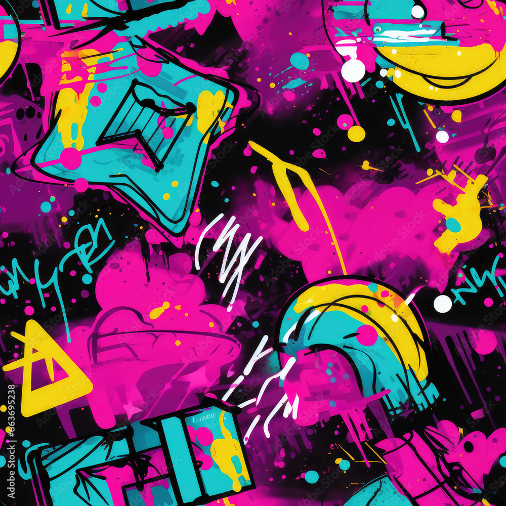 Calligraphy graffiti doodles funky grunge repeat pattern Calligraphy graffiti doodles funky grunge repeat pattern