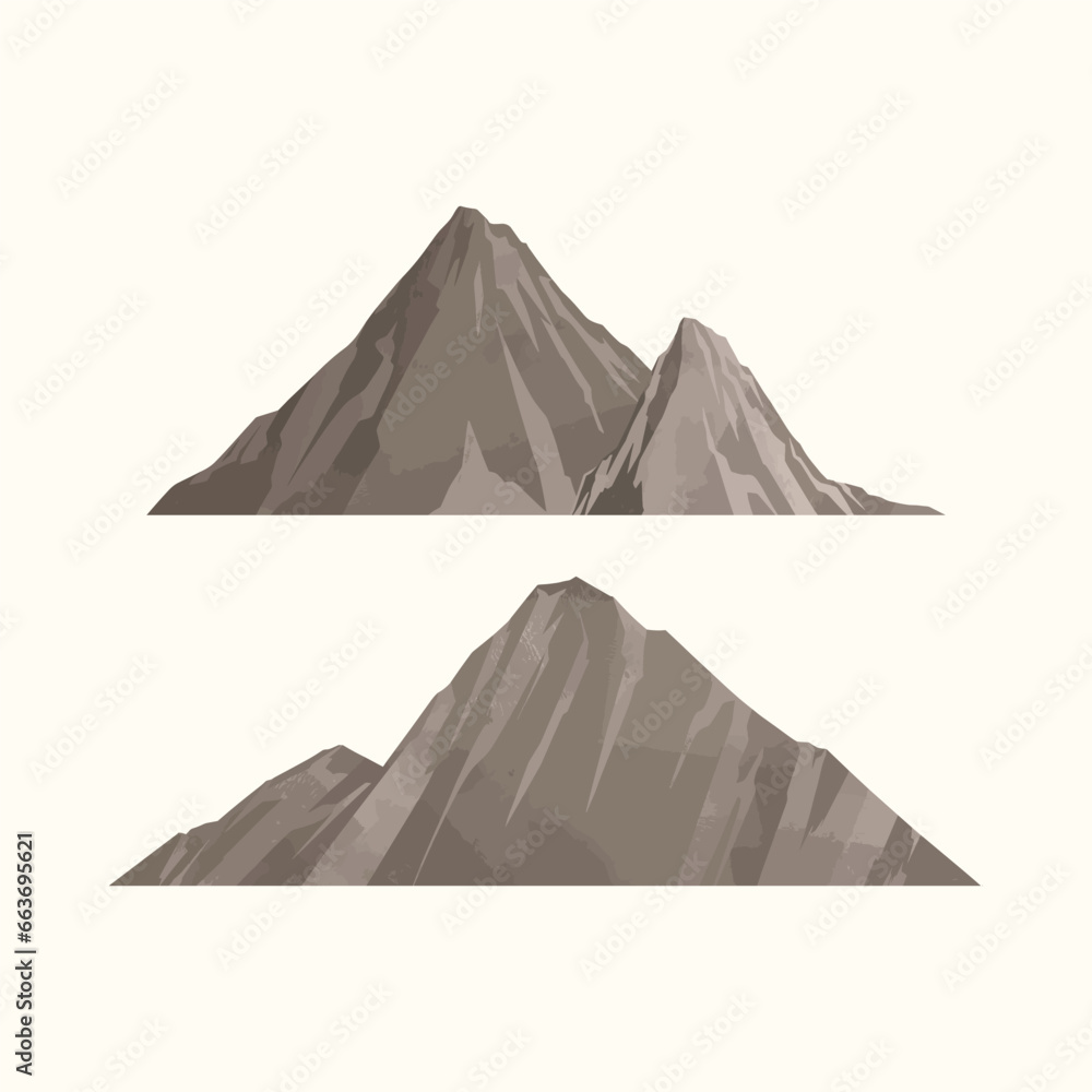 Mountain Landscape Vector Illustration Set