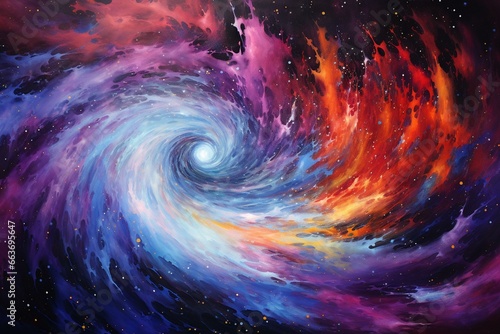 A swirling cosmic phenomenon with vibrant colors and immense energy. Generative AI