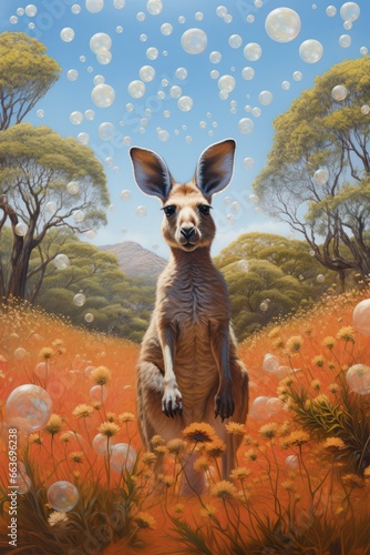 kangaroo in the grass digital art