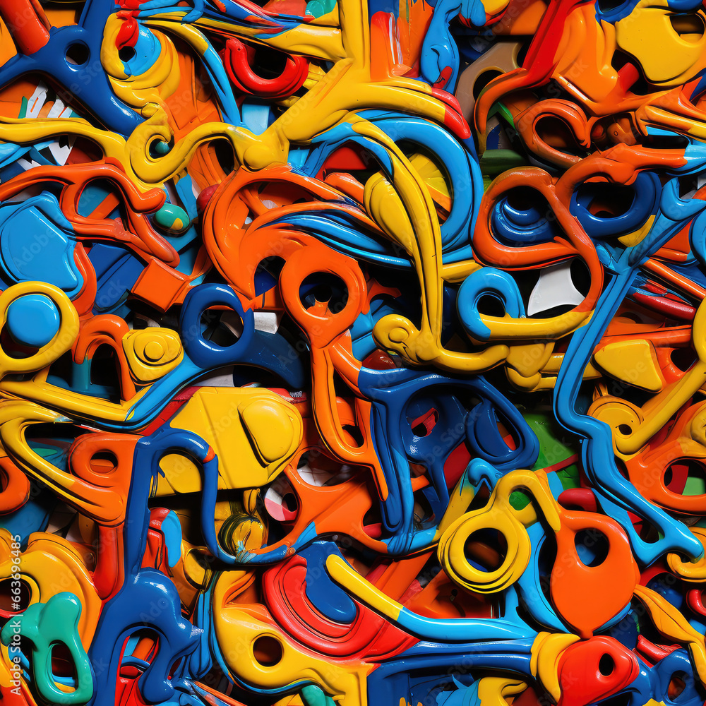 Obraz premium Calligraphy graffiti doodles funky grunge repeat pattern