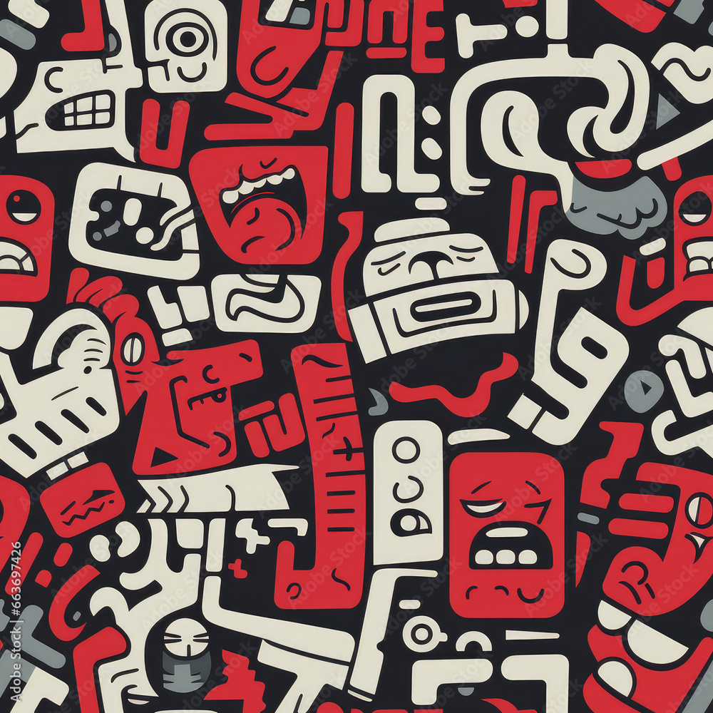 Calligraphy graffiti doodles funky grunge repeat pattern Calligraphy graffiti doodles funky grunge repeat pattern