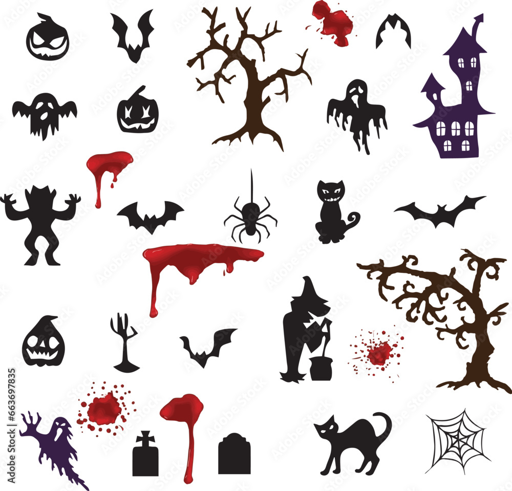Fototapeta premium halloween vector icon set in black