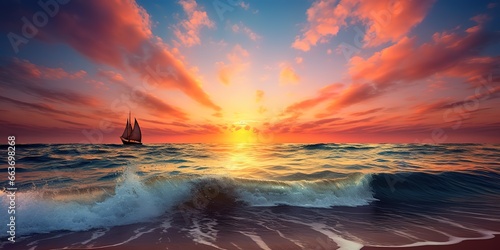 Sunset over beach view © candra