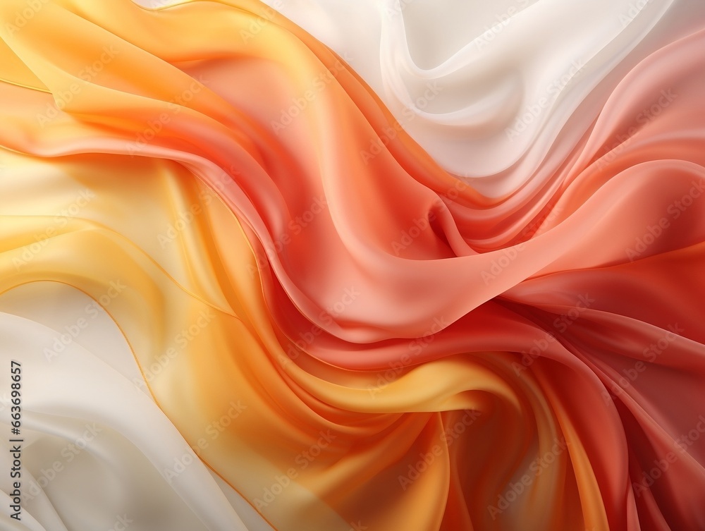 Obraz premium Flowing fabrics abstract orange yellow and pink swirly background generative ai