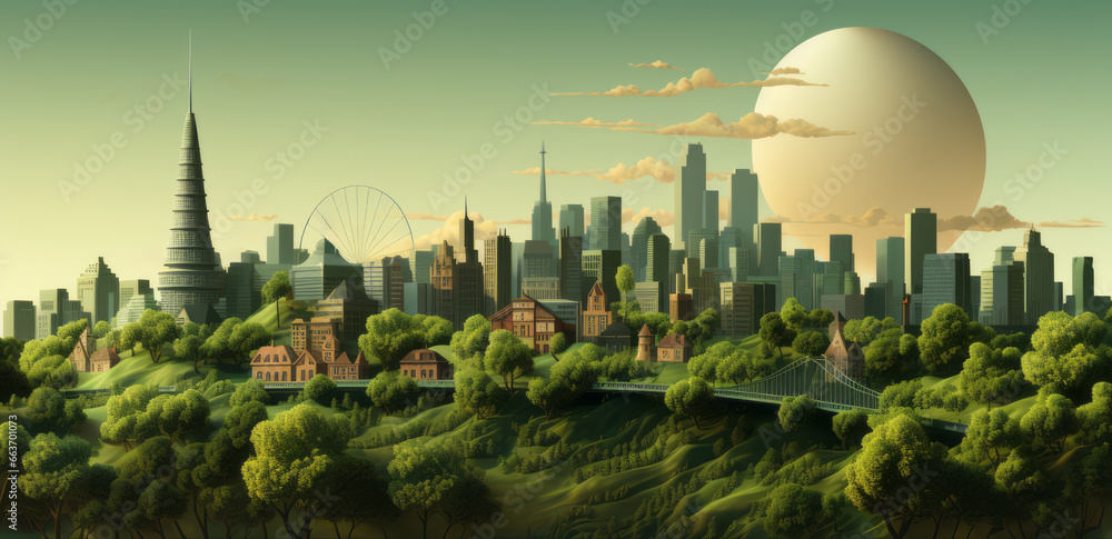 An illustration of Futuristic eco city