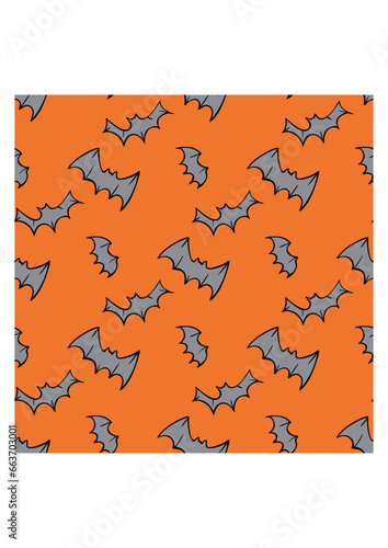 Orange seamless pattern background with bats