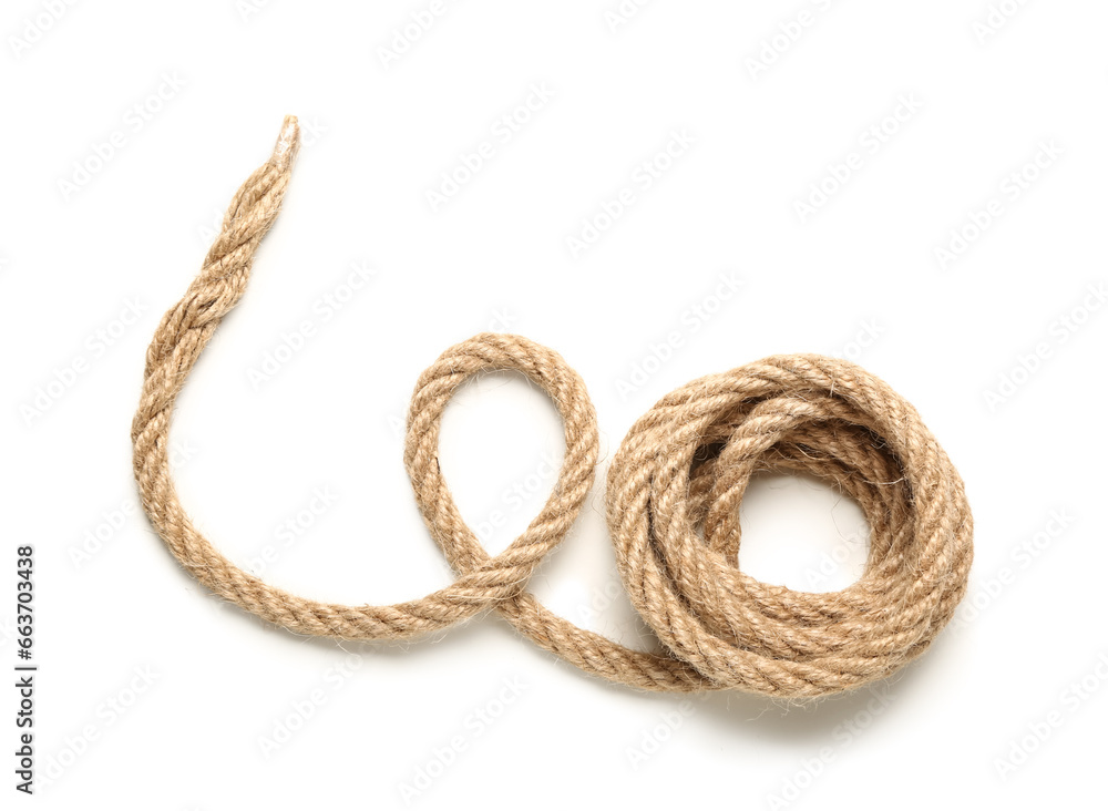 Rolled rope on white background Rolled rope on white background