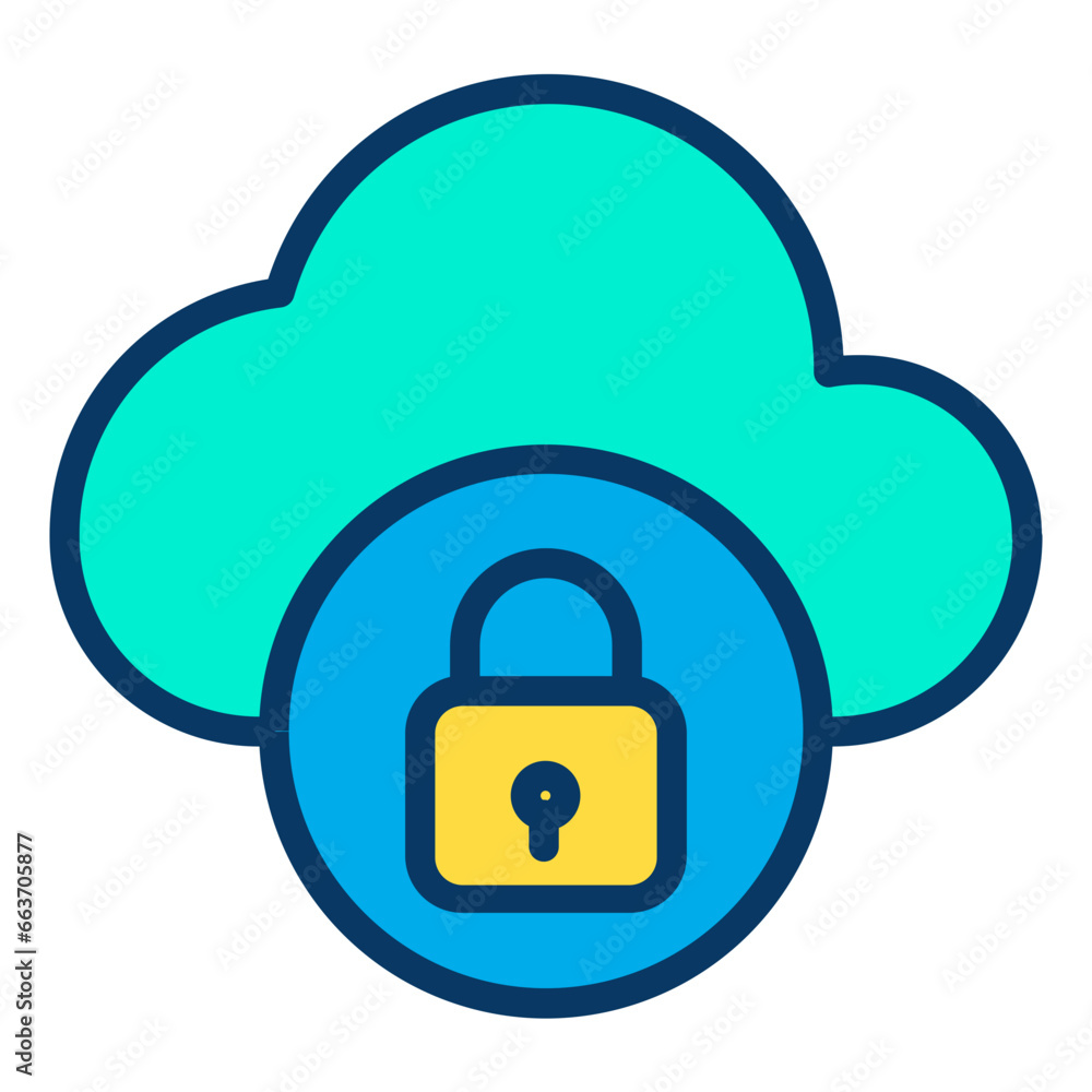 Lineal color Cloud data lock icon Lineal color Cloud data lock icon
