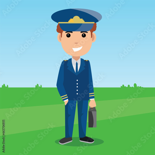 The Pilot Standing vector illustration