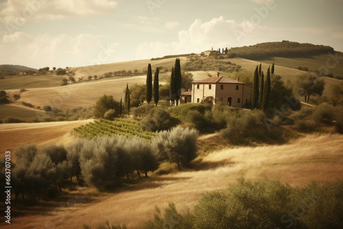 landscape reminiscent of Tuscany. Generative AI