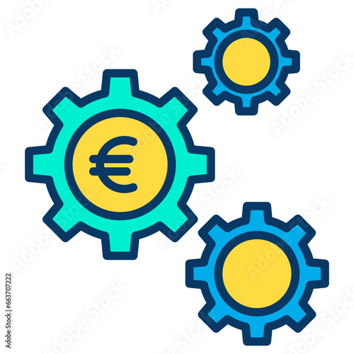 Lineal color Euro Cog icon