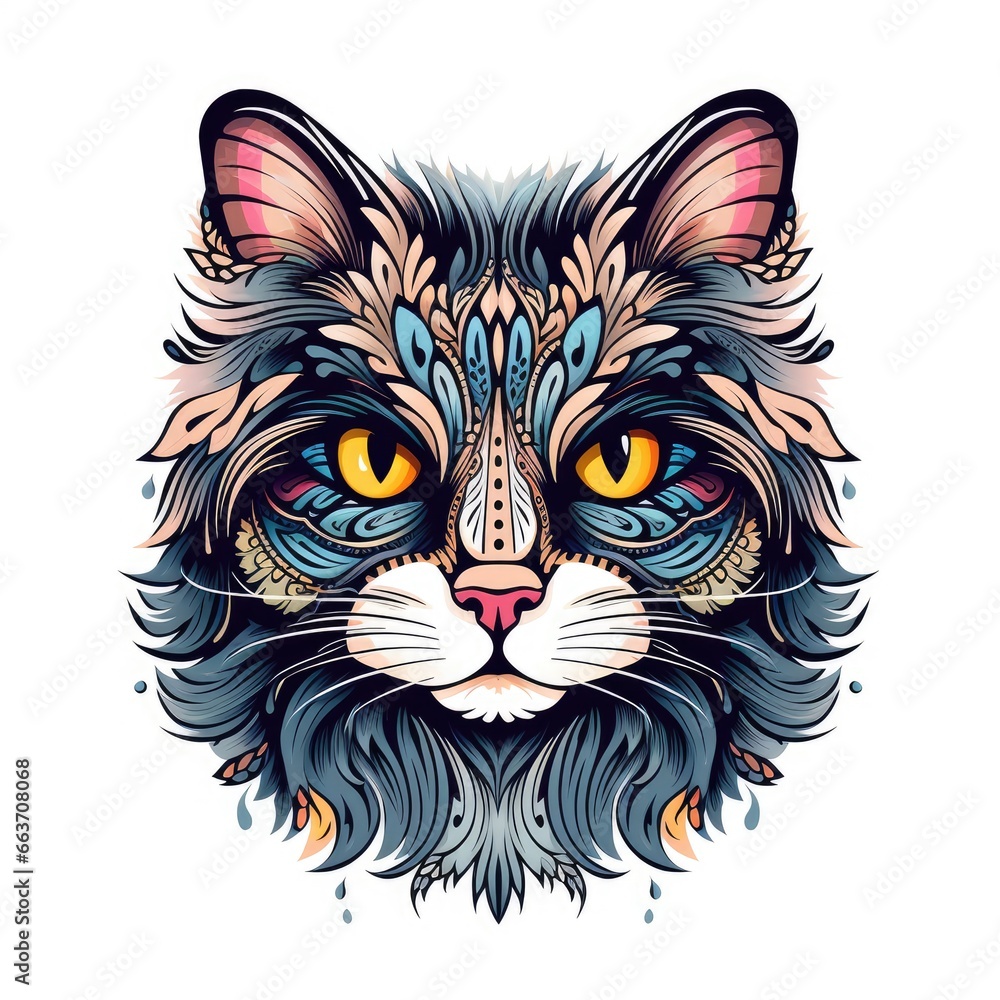 Cat hand drawn doodle, AI generated Image Cat hand drawn doodle, AI generated Image