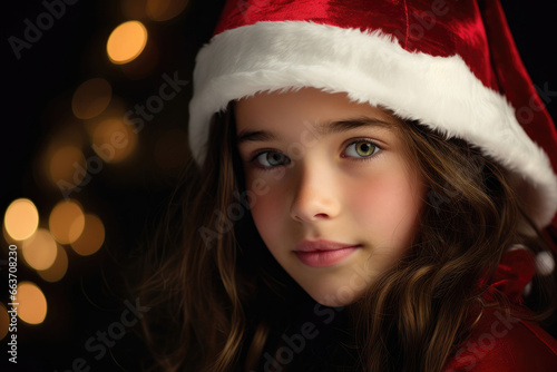 Face of a young girl at Christmas