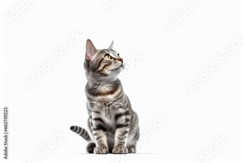 cat isolated on white,A Young Cat's Curiosity Captured © Moon