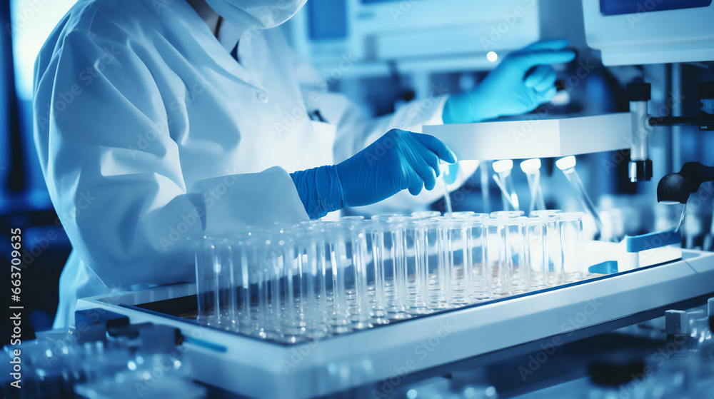 Scientist checking samples in lab, close up shot.Ai generative. Scientist checking samples in lab, close up shot.Ai generative.