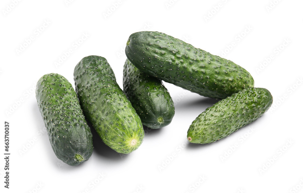 Fresh cucumbers isolated on white background Fresh cucumbers isolated on white background
