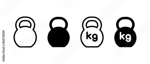 Weight icon vector set. Outline dumbbell symbol photo