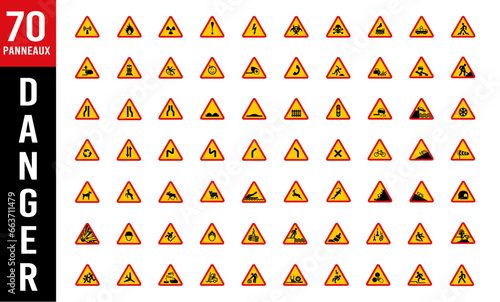panneau signalisation danger triangle jaune  photo