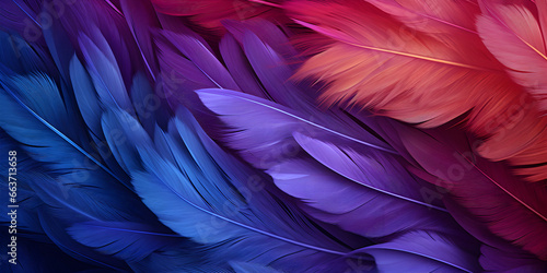 Closeup of colorful feathers arrangement Very Detailed Feathers Pastel Maroon Tones Panoramic Banner Maroon Pastels in Closeup Glory Ai Generative